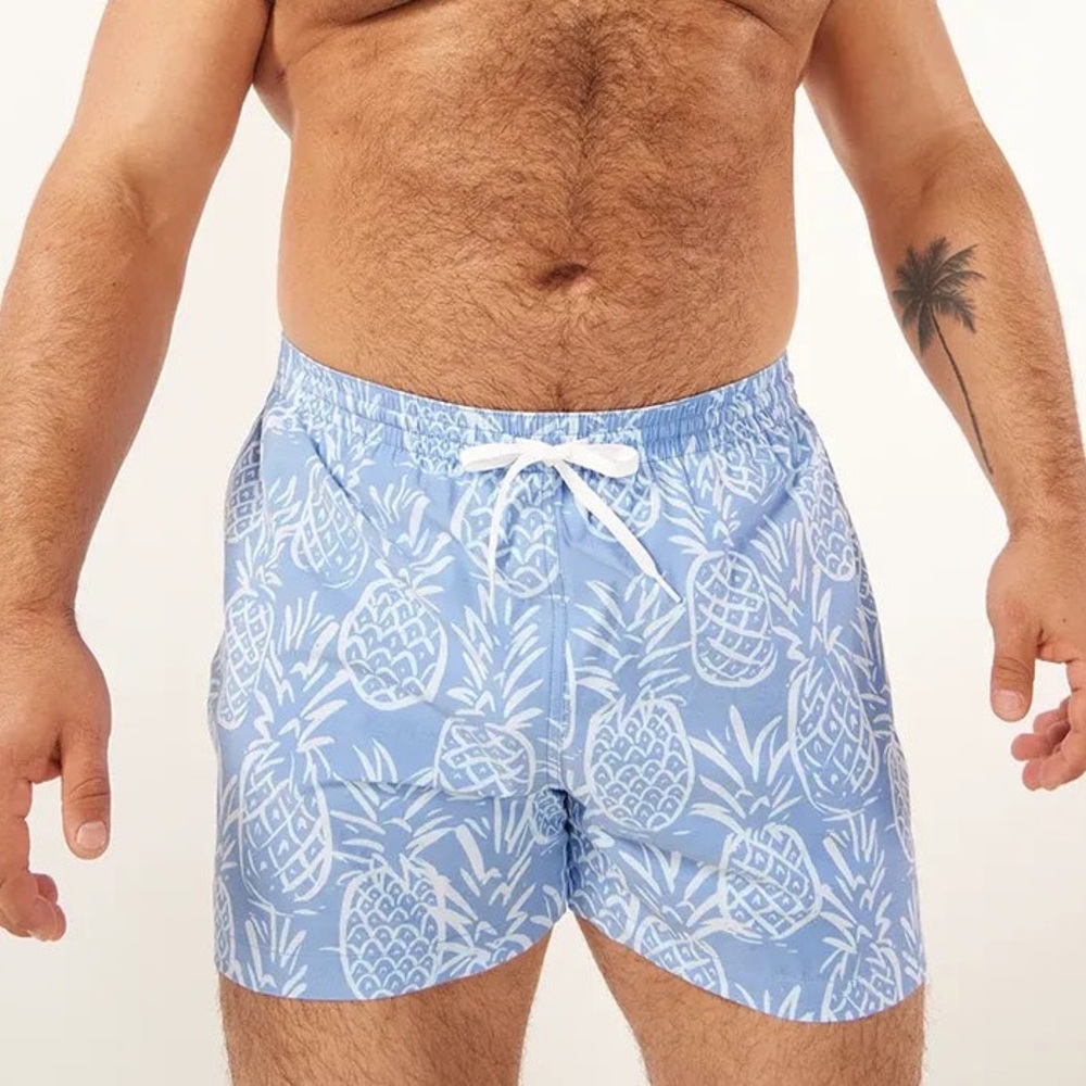 Chubbies Blue and White Tropical Swim Trunks